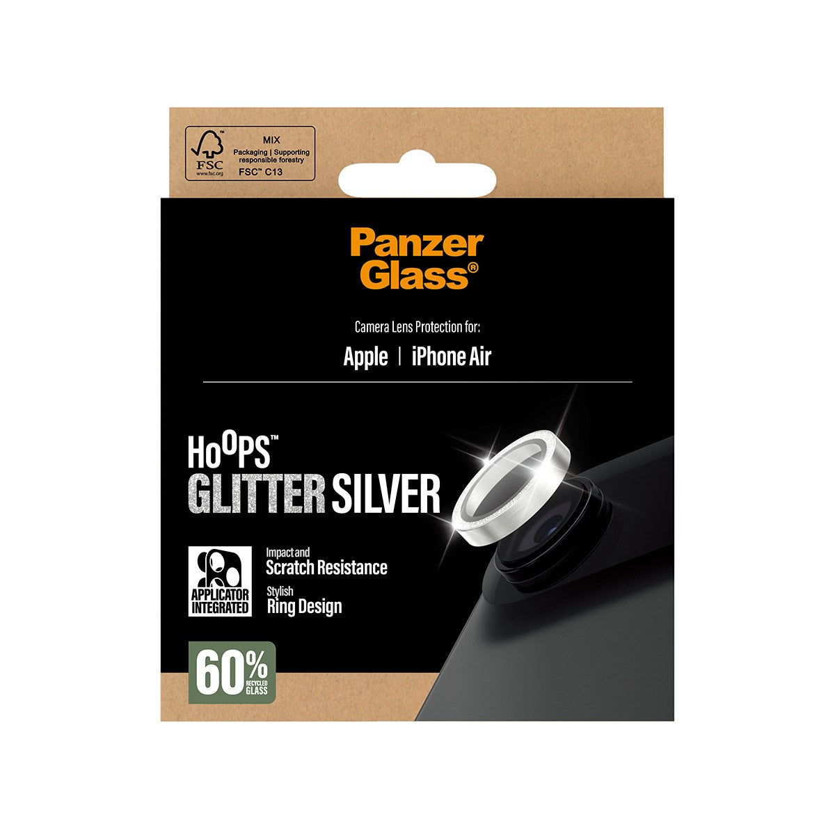 PanzerGlass® Hoops® Kameralinsebeskytter Glitter Sølv iPhone Air